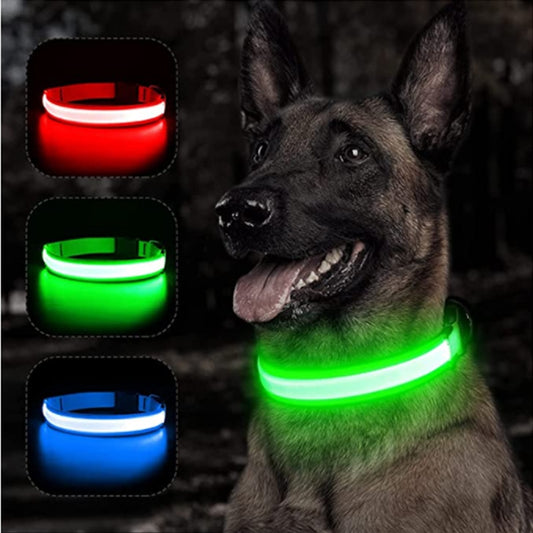 LED Glowing Dog Collar - Adjustable Flashing USB Rechargeable